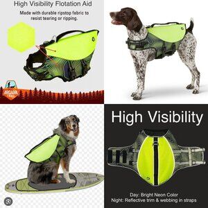 NWT Arcadia Trail High Visibility Flotation Aid For Dogs - Neon Green‎